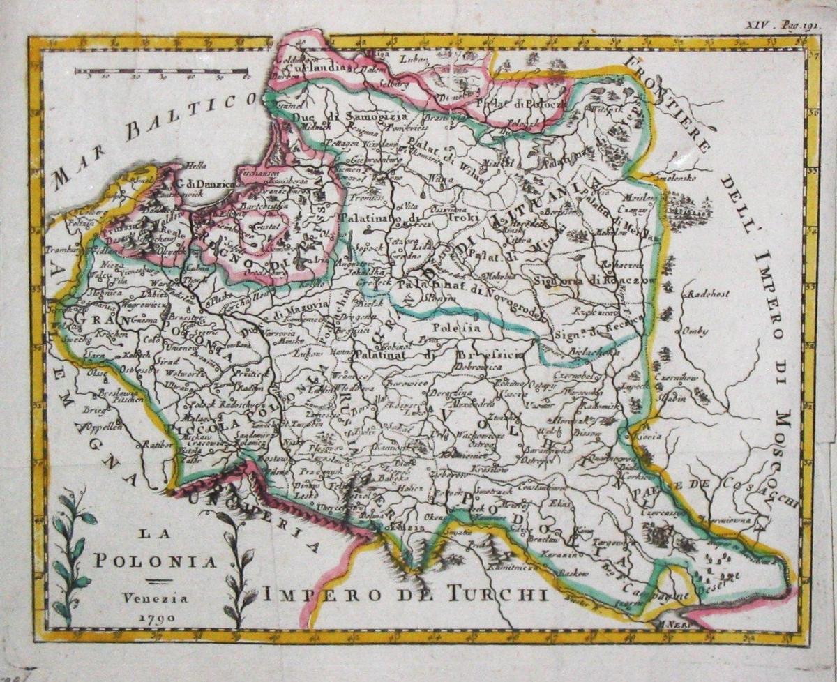 지도의 오래 된 리투아니아 