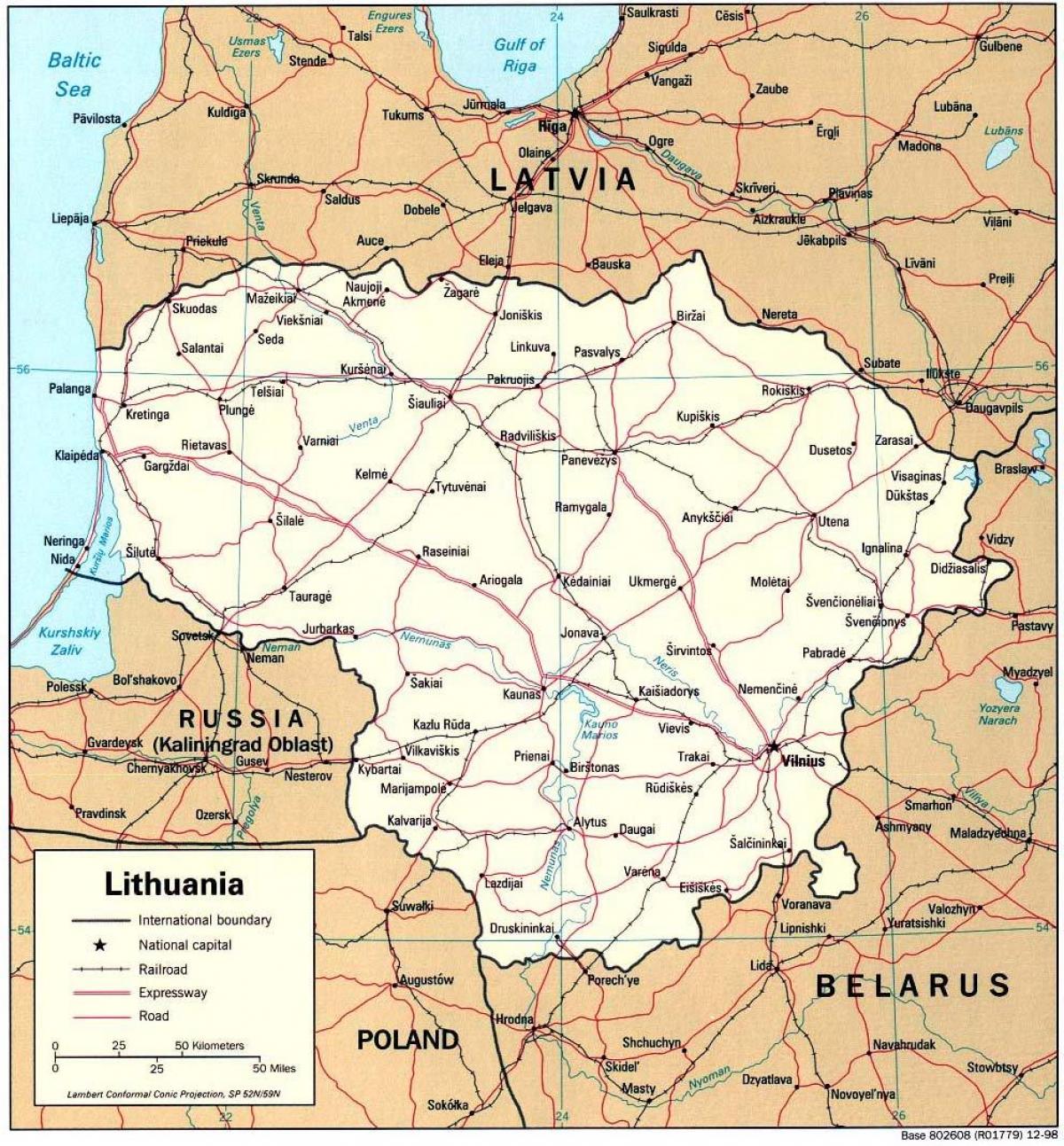 을 보여주는 지도 리투아니아